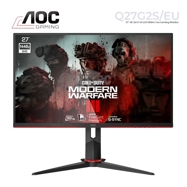 Picture of MONITOR AOC Q27G2S/EU 27" 2K QHD IPS 165Hz 1ms BLACK