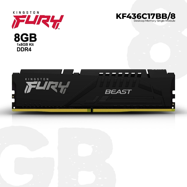 Picture of მეხსიერება Kingston KF436C17BB/8 8GB DDR4 3600Mhz BLACK