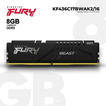 დეტალურის ჩვენება მეხსიერება Kingston Fury Beast KF548C38BB-8 8GB DDR5 4800MHz BLACK სურათი მეხსიერება Kingston Fury Beast KF548C38BB-8 8GB DDR5 4800MHz BLACK