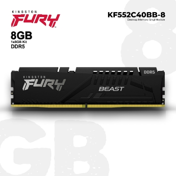 დეტალურის ჩვენება მეხსიერება Kingston Fury Beast KF552C40BB-8 8GB DDR5 5200MHz BLACK სურათი მეხსიერება Kingston Fury Beast KF552C40BB-8 8GB DDR5 5200MHz BLACK