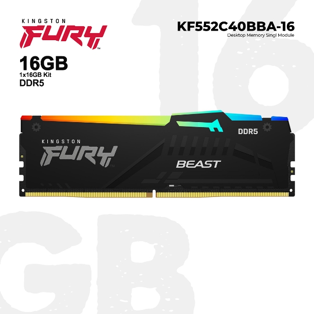 Picture of მეხსიერება Kingston Fury Beast RGB KF552C40BBA-16 16GB DDR5 5200MHz BLACK