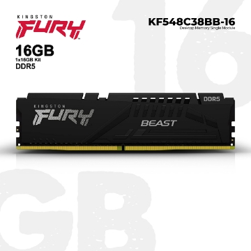 დეტალურის ჩვენება მეხსიერება Kingston Fury Beast KF548C38BB-16 16GB DDR5 4800MHz BLACK სურათი მეხსიერება Kingston Fury Beast KF548C38BB-16 16GB DDR5 4800MHz BLACK