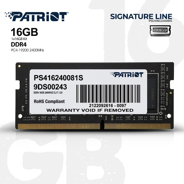 Picture of MEMORY PATRIOT SIGNATURE LINE PSD416G240081S 16GB DDR4 2400MHZ SODIMM