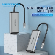 Picture of USB TYPE-C 3.0  HUB VENTION TGRHB SB3.0*3/TF/SD/PD 0.15M BLACK
