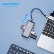 Picture of USB TYPE-C 3.0  HUB VENTION TGRHB SB3.0*3/TF/SD/PD 0.15M BLACK
