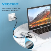 Picture of USB TYPE-C 3.0  HUB VENTION TGRHB SB3.0*3/TF/SD/PD 0.15M BLACK