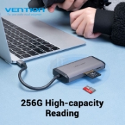 Picture of USB TYPE-C 3.0  HUB VENTION TGRHB SB3.0*3/TF/SD/PD 0.15M BLACK