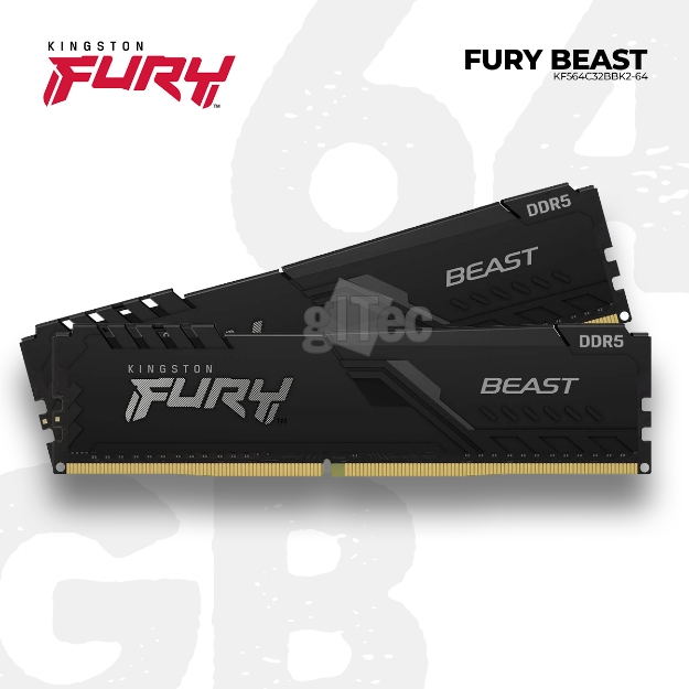 Picture of MEMORY Kingston Fury Beast KF564C32BBK2-64 64GB 6400MHz DDR5 BLACK