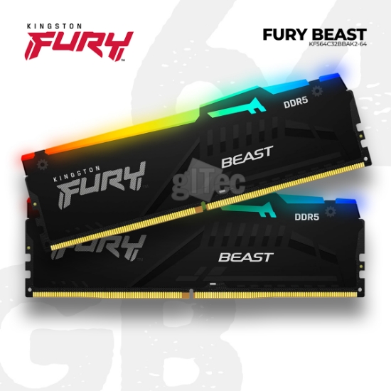 სურათი მეხსიერება Kingston Fury Beast RGB KF564C32BBAK2-64 64GB 6400MHz DDR5 BLACK
