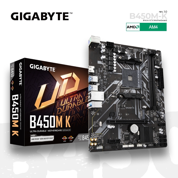 Picture of დედა დაფა GIGABYTE B450M K rev. 1.0 AM4