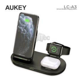 Picture of უსადენო დამტენი Aukey LC-A3 3 in 1 10W AirCore Wireless Charging Station For 3 Apple Devices