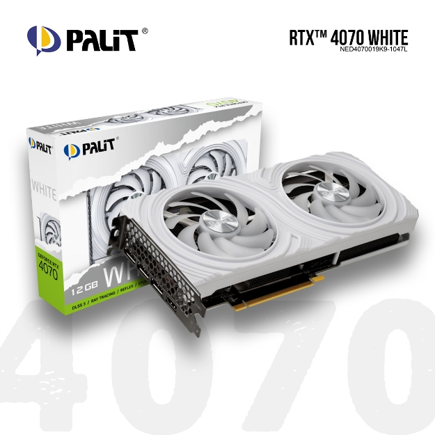 Picture of VIDEO CARD PALIT GEFORCE RTX 4070 WHITE NED4070019K9-1047L 12GB GDDR6X 192Bit