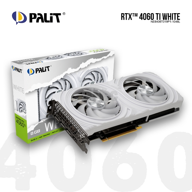 Picture of VIDEO CARD PALIT GEFORCE RTX 4060 TI WHITE NE6406T019P1-1048L 8GB 128bit GDDR6