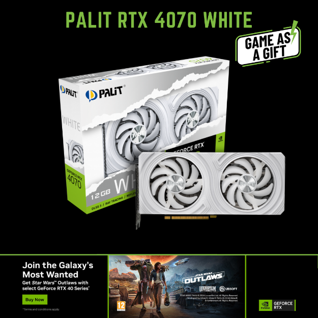 Picture of ვიდეო დაფა PALIT GEFORCE RTX 4070 WHITE NED4070019K9-1047L 12GB GDDR6X 192Bit