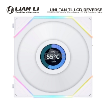 Show details for CASE FAN LIAN LI UNI FAN TL LCD Reverse G99.12RTLLCD3W.00 3-Pack White Picture of CASE FAN LIAN LI UNI FAN TL LCD Reverse G99.12RTLLCD3W.00 3-Pack White
