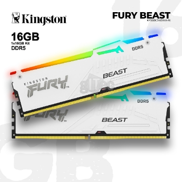 დეტალურის ჩვენება მეხსიერება Kingston Fury Beast RGB KF568C34BWA-16 16GB 6800MHz DDR5 WHITE სურათი მეხსიერება Kingston Fury Beast RGB KF568C34BWA-16 16GB 6800MHz DDR5 WHITE