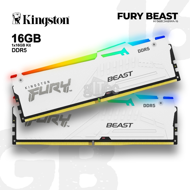 Picture of MEMORY Kingston Fury Beast RGB KF568C34BWA-16 16GB 6800MHz DDR5 WHITE