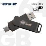 Picture of USB3.2 Type-A+C მეხსიერება PATRIOT RAGE R550 PE64GR550DSAD 64GB BLACK