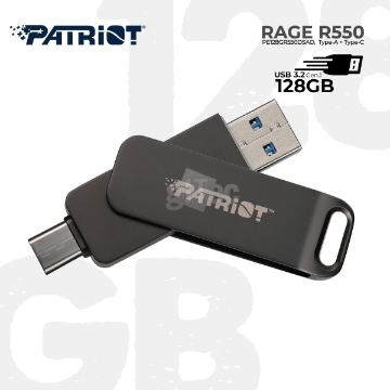 დეტალურის ჩვენება USB3.2 Type-A+C მეხსიერება PATRIOT RAGE R550 PE128GR550DSAD 128GB BLACK სურათი USB3.2 Type-A+C მეხსიერება PATRIOT RAGE R550 PE128GR550DSAD 128GB BLACK