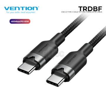 დეტალურის ჩვენება USB2.0 Type-C კაბელი VENTION TRDBF 3A 1M Black სურათი USB2.0 Type-C კაბელი VENTION TRDBF 3A 1M Black