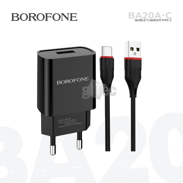 Picture of USB Charge + Type-C Cable BOROFONE BA20A-C BLACK