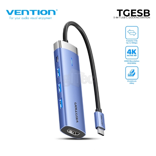 სურათი VENTION TGESB 5-in-1 USB-C Docking Station 4K HDMI 100W PD
