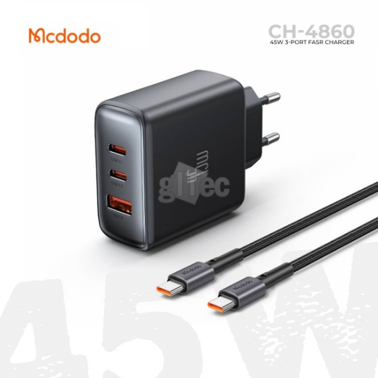 სურათი MCDODO CH-4860 45W 3-PORT FASR CHARGER + Type-C CAble
