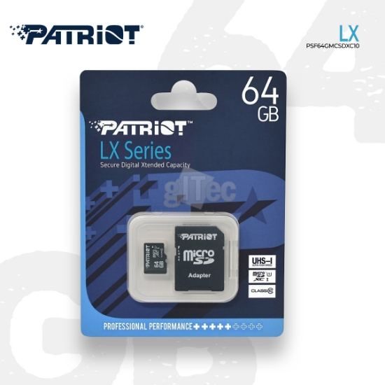 სურათი მეხსიერების ბარათი PATRIOT PSF64GMCSDXC10 64GB LX SERIES MICRO SDXC UHS-I 3.0