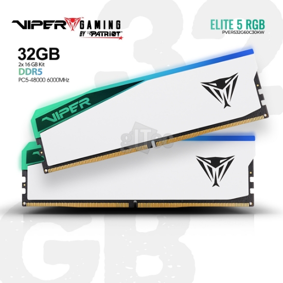 სურათი მეხსიერება PATRIOT VIPER Elite 5 RGB PVER532G60C30KW DDR5 32GB 6000MHZ