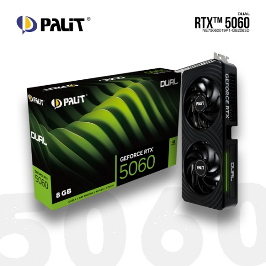 სურათი ვიდეო ბარათი PALIT RTX5060 DUAL 8GB NE75060019P1-GB2063D 8GB GDDR7 128bit