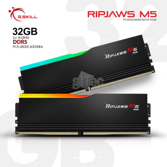 სურათი მეხსიერება G.Skill Ripjaws M5 RGB F5-6000J3636F16GX2-RM5RK 32GB DDR5 6000MHZ