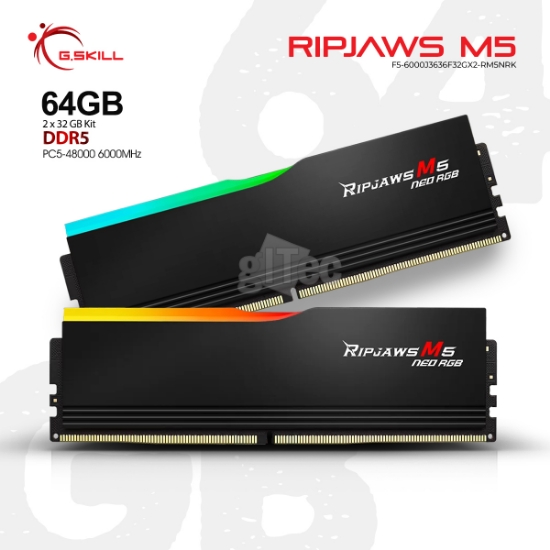 სურათი მეხსიერება G.Skill Ripjaws M5 Neo RGB F5-6000J3636F32GX2-RM5NRK 64GB DDR5 6000MHZ