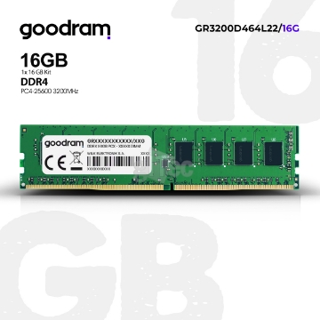 Show details for MEMORY Goodram GR3200D464L22/16G 16G DDR4 3200MHz Picture of MEMORY Goodram GR3200D464L22/16G 16G DDR4 3200MHz
