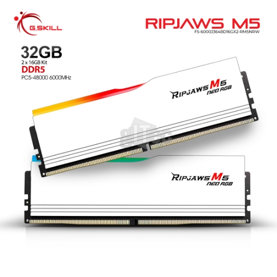 სურათი მეხსიერება G.Skill Ripjaws M5 Neo RGB F5-6000J3648D16GX2-RM5NRW 32GB DDR5 6000MHZ