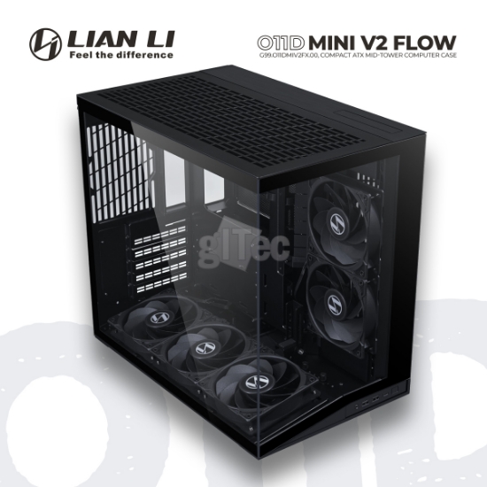 Picture of CASE LIAN LI O11D MINI V2 FLOW G99.O11DMIV2FX.00 MID-TOWER BLACK