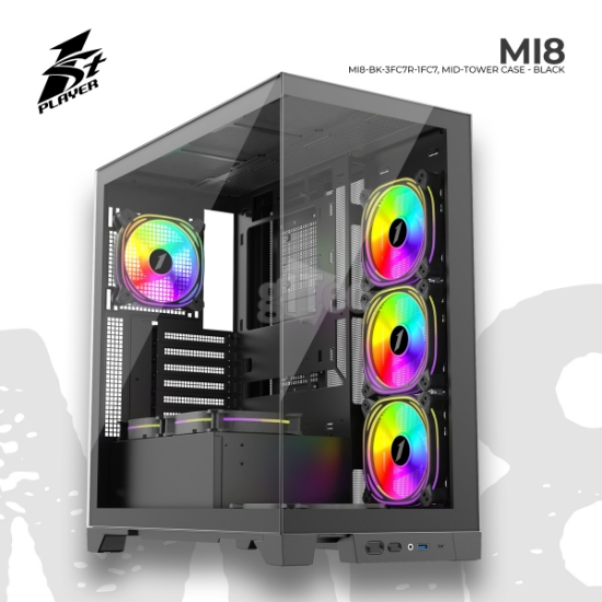 სურათი ქეისი 1STPLAYER Mi8 MI8-BK-3FC7R-1FC7 MID-TOWER BLACK