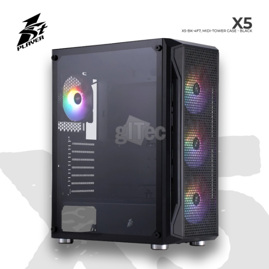 Picture of CASE 1STPLAYER X5 X5-BK-4F7 MIDI-TOWER BLACK