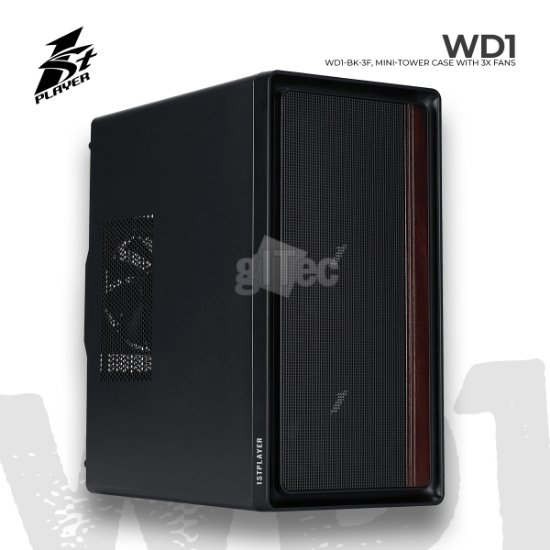 სურათი ქეისი 1STPLAYER WD1 WD1-BK-3F MINI-Tower BLACK