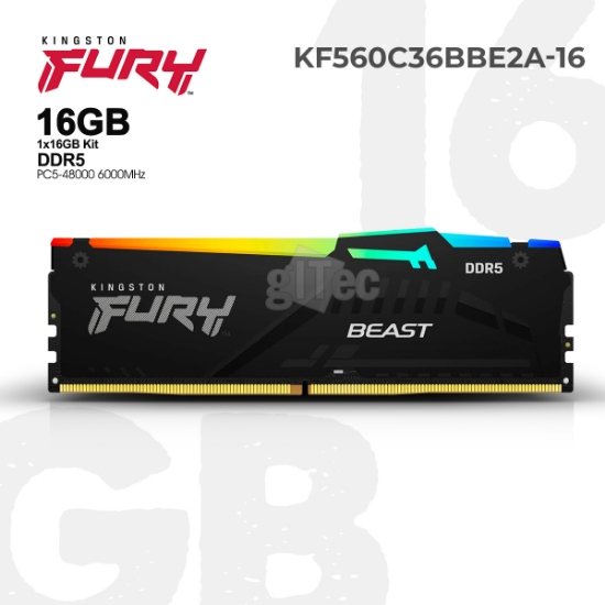 სურათი მეხსიერება Kingston Fury Beast RGB KF560C36BBE2A-16 16GB 6000MHz DDR5 BLACK