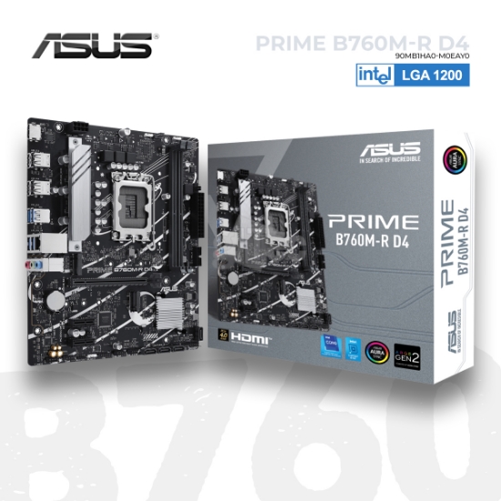 Picture of MOTHER BOARD ASUS PRIME B760M-R D4 90MB1HA0-M0EAY0 LGA1700 MATX