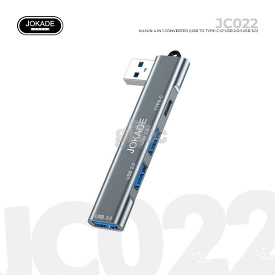 სურათი JOKADE JC022 USB HUB 4 in 1 ADAPTER USB TO Type-C+2*USB 2.0+1USB 3.0