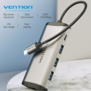 სურათი VENTION CNDHB 8-in-1 USB-C DOCKING STATION TYPE-C TO HDMI/USB3.0*3/RJ45/TF/SD/PD