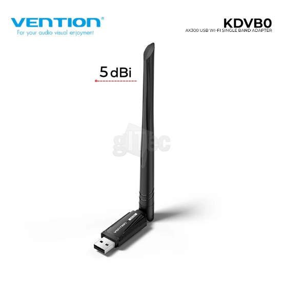 სურათი VENTION KDVB0 AX300 USB Wi-Fi Single Band Adapter With High Gain Antenna Black