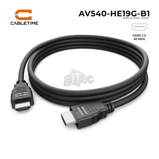Picture of 4K HDMI 2.0 Cable CABLETIME  AV540-HE19G-B1 1M BLACK