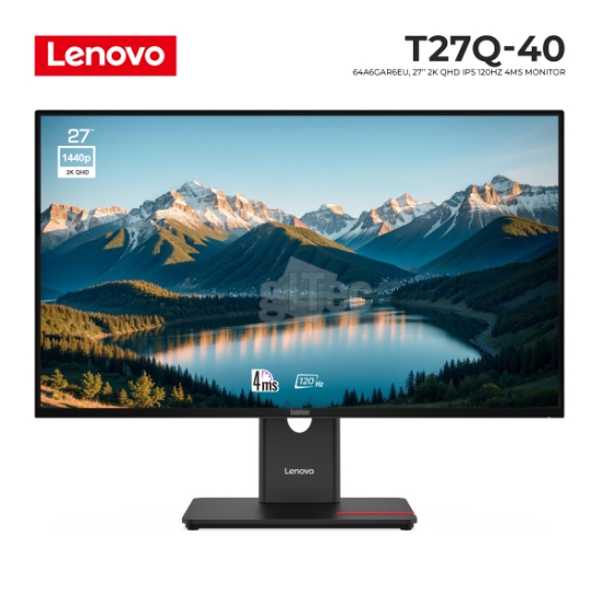 სურათი მონიტორი LENOVO ThinkVision T27Q-40 64A6GAR6EU 27" IPS 2K QHD 120Hz 4MS BLACK